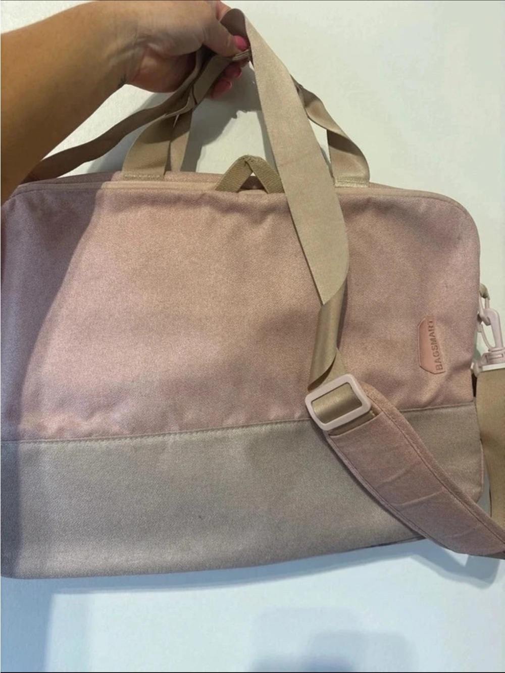 Women’s Dusty Rose & Taupe Canvas Work Tote